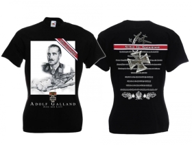 Frauen T-Shirt - Helden für Deutschland - Adolf Galland - schwarz Frauen T-Shirt - Helden für Deutschland - Adolf Galland - schwarz
