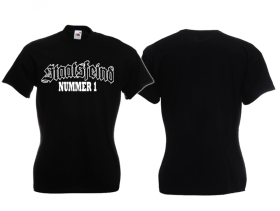Frauen T-Shirt - Staatsfeind - schwarz/weiß Frauen T-Shirt - Staatsfeind - schwarz/weiß