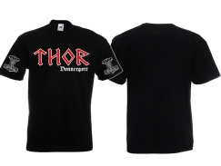 Frauen T-Shirt - Thor - Donnergott - Frondruck + Armdruck