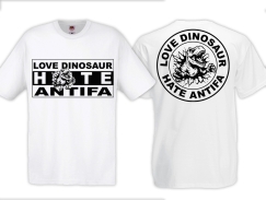 T-Hemd - Love Dinosaur - Hate Antifa - weiß