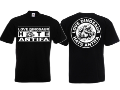 T-Hemd - Love Dinosaur - Hate Antifa - schwarz