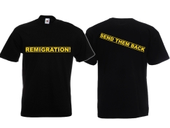 Frauen T-Shirt - Remigration - Motiv 2 - schwarz/gelb