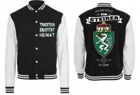 Frauen College Jacke - schwarz/weiß - Ich bin stolz Steirer zu sein Frauen College Jacke - schwarz/weiß - Ich bin stolz Steirer zu sein