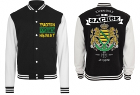 College Jacke - schwarz/weiß - Ich bin stolz Sachse zu sein College Jacke - schwarz/weiß - Ich bin stolz Sachse zu sein