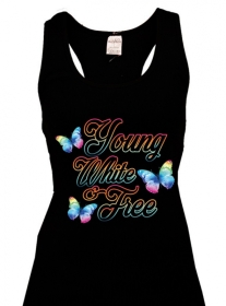 Frauen Top - young,white & free - schwarz - bunt Frauen Top - young,white & free - schwarz - bunt