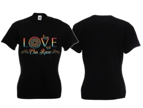 Frauen T-Shirt - Love our Race - schwarz/bunt - Motiv1 Frauen T-Shirt - Love our Race - schwarz/bunt - Motiv1