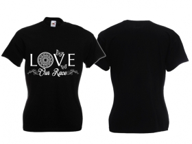 Frauen T-Shirt - Love our Race - schwarz/weiß - Motiv1 Frauen T-Shirt - Love our Race - schwarz/weiß - Motiv1