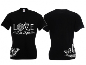 Frauen T-Shirt - Love our Race - schwarz/weiß - Motiv2 Frauen T-Shirt - Love our Race - schwarz/weiß - Motiv2