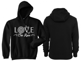 Frauen - Kapuzenpullover - Love our Race - schwarz/weiß - Motiv1 Frauen - Kapuzenpullover - Love our Race - schwarz/weiß - Motiv1