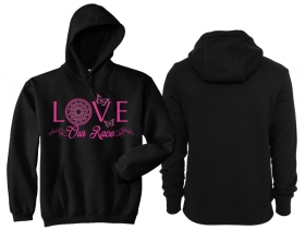 Frauen - Kapuzenpullover - Love our Race - schwarz/lila - Motiv1 Frauen - Kapuzenpullover - Love our Race - schwarz/lila - Motiv1