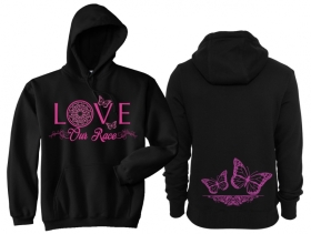 Frauen - Kapuzenpullover - Love our Race - schwarz/lila - Motiv2 Frauen - Kapuzenpullover - Love our Race - schwarz/lila - Motiv2