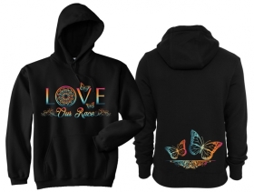 Frauen - Kapuzenpullover - Love our Race - schwarz/bunt - Motiv2 Frauen - Kapuzenpullover - Love our Race - schwarz/bunt - Motiv2