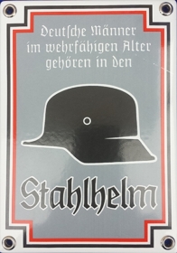 Emailleschild - Stahlhelm Emailleschild - Stahlhelm