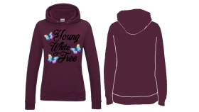 Frauen College Hoodie - young, white & free - burgundy Frauen College Hoodie - young, white & free - burgundy