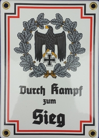 Emailleschild - Durch kampf zum Sieg Emailleschild - Durch kampf zum Sieg