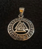 Silber Kettenanhänger - Wotans Knoten mit Runen - 925 Silber